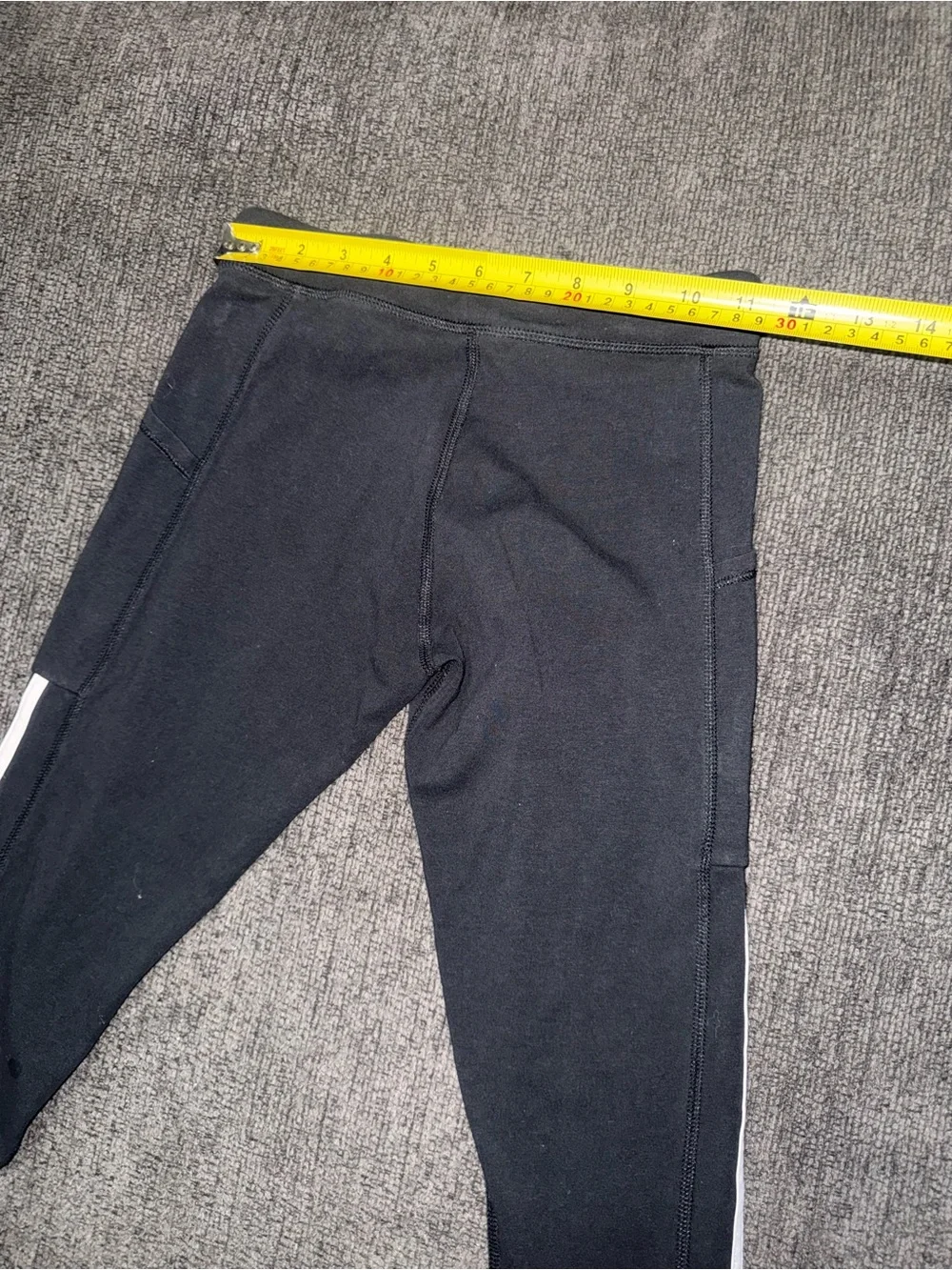 Adidas Girls Black 3-Stripe Leggings with Pockets Size Large 14